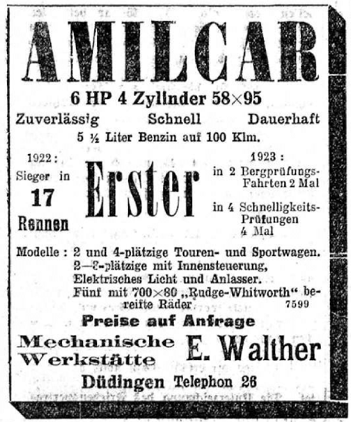 Inserat in den Freiburger Nachrichten vom 17.07.1923