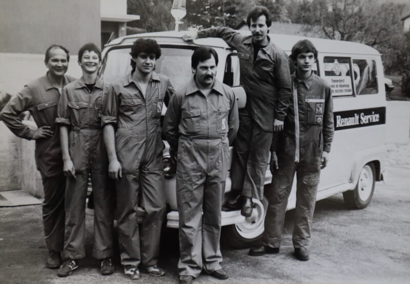 Das Team der Zentrum-Garage Düdingen 1983.