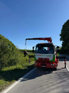 Bergung eines Motorrades an einem Hang durch AutoAssistance Walther.